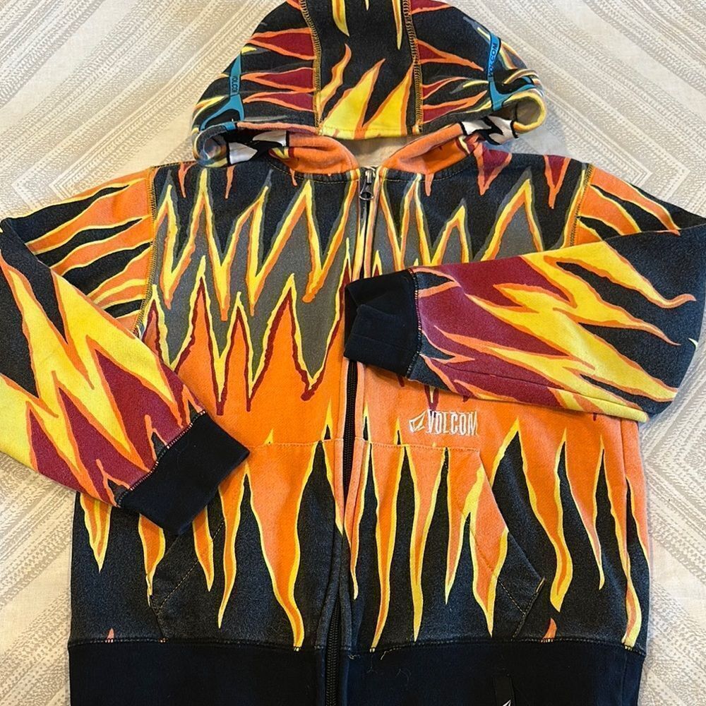VOLCOM Boys Fiery Zip-Up Hoodie Sweatshirt Size XL